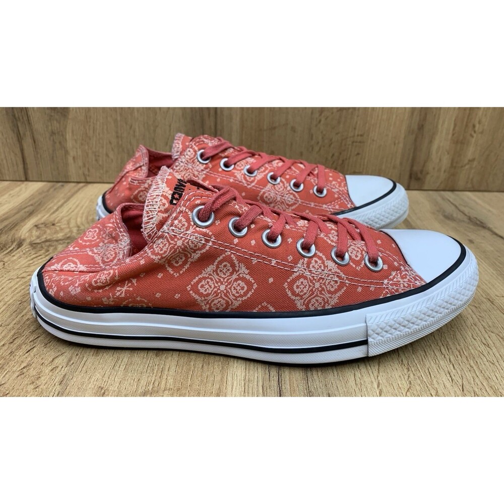 Converse Chuck Taylor All Star Ox Bandana Print Coral Canvas Shoes Womens 8 - Picture 2 of 12